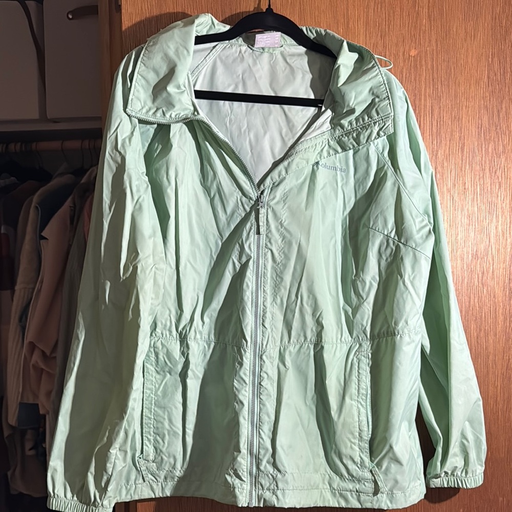 Columbia Light Green Windbreaker Jacket